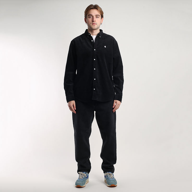 мужская черная рубашка Carhartt WIP L\S Madison Cord Shirt I029958-black/wax - цена, описание, фото 6